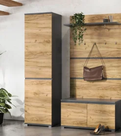 Xora Garderobenschrank Lilo anthrazit, eichefarbig Outlet