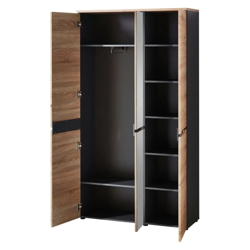Voleo Garderobenschrank Memphis eichefarbig, graphitgrau Discount