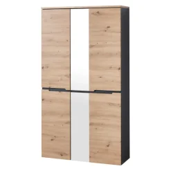 Voleo Garderobenschrank Memphis eichefarbig, graphitgrau Discount