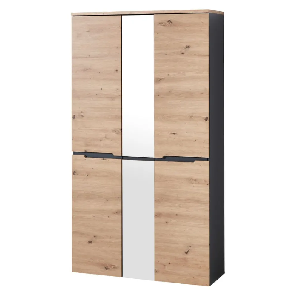 Voleo Garderobenschrank Memphis eichefarbig, graphitgrau Discount