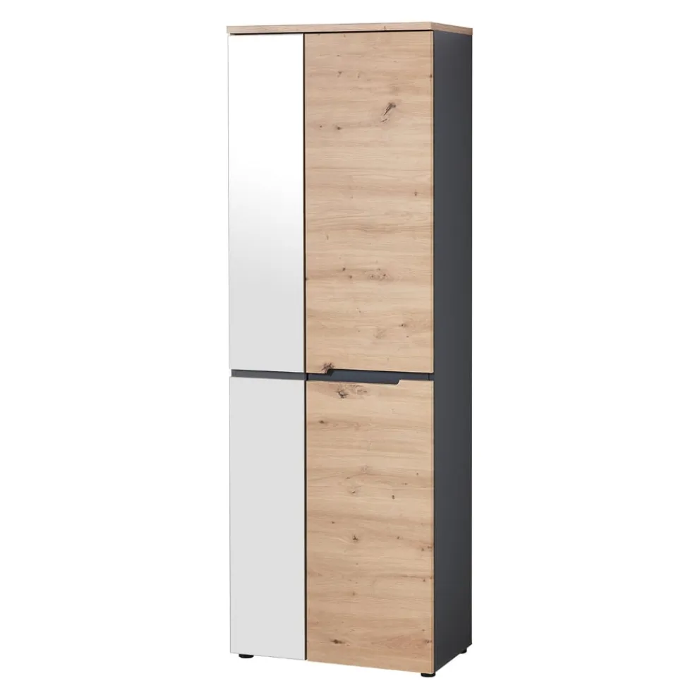 Voleo Garderobenschrank Memphis eichefarbig, graphitgrau Discount
