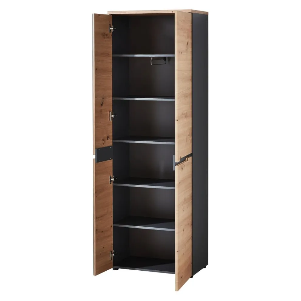 Voleo Garderobenschrank Memphis eichefarbig, graphitgrau Discount