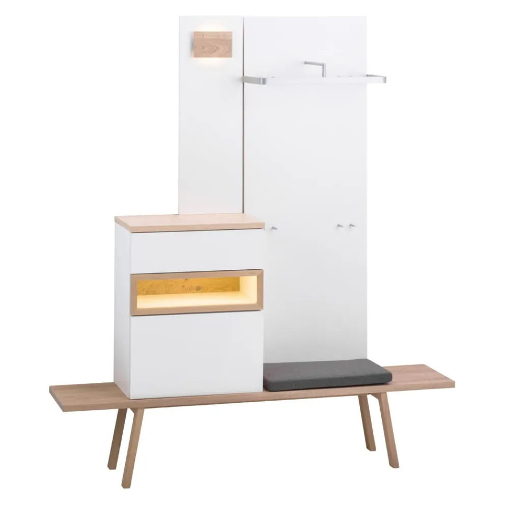 SUDBROCK Garderobenschrank Mex 155Eiche milk (astig), 419blütenweiß