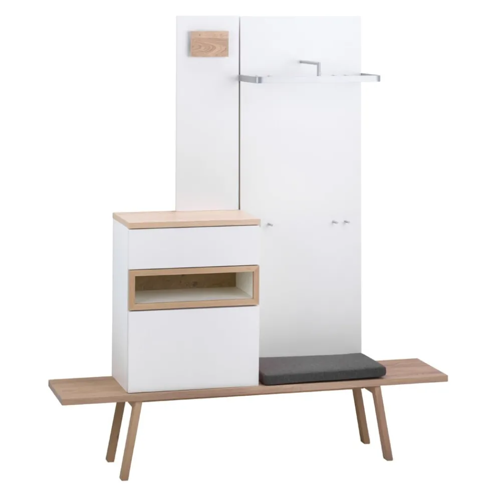 SUDBROCK Garderobenschrank Mex 155Eiche milk (astig), 419blütenweiß