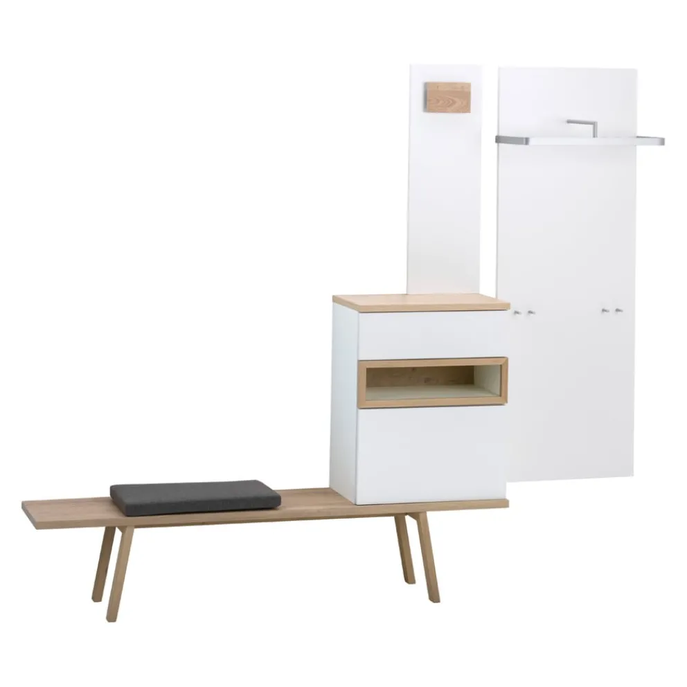 SUDBROCK Garderobenschrank Mex 155Eiche milk (astig), 419blütenweiß