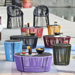 Ames Gartenbeistelltisch Cartagenas bordeaux, crème, schwarz Clearance