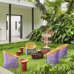 Ames Gartenbeistelltisch Cartagenas bordeaux, crème, schwarz Clearance