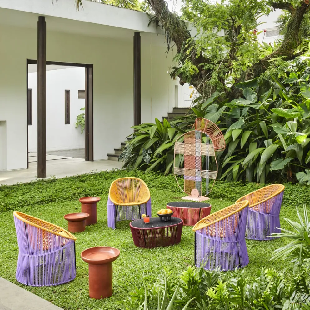 Ames Gartenbeistelltisch Cartagenas bordeaux, crème, schwarz Clearance