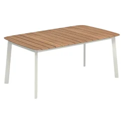 Emu Gartentisch Shine Acciaio, 23 bianco opaco, teakfarbig