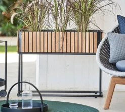 Cane-line Gartentopf Combine lava grey, teakfarbig Best