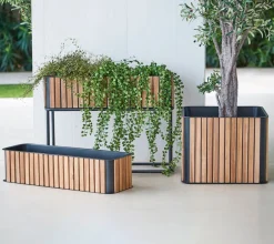 Cane-line Gartentopf Combine lava grey, teakfarbig Hot