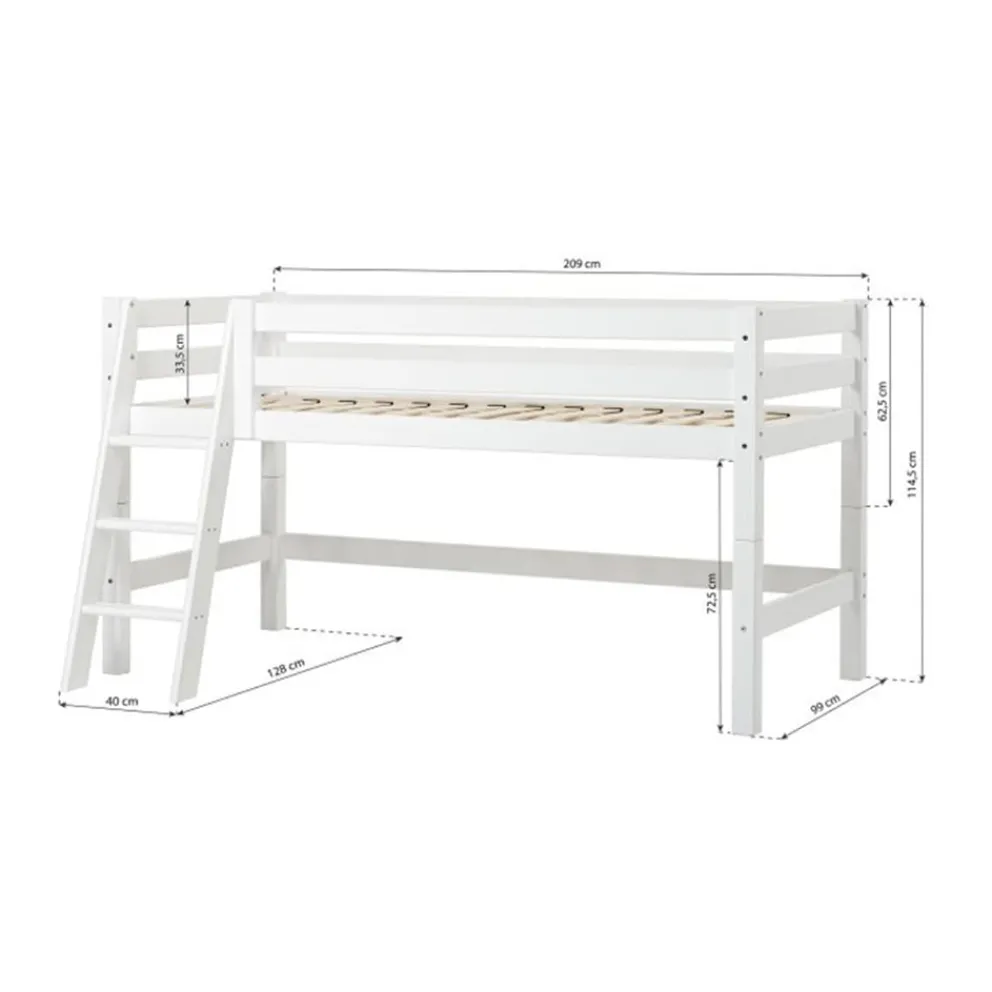 Hoppekids Halbhochbett Einlegerahmen HS-Luxury weiss Clearance