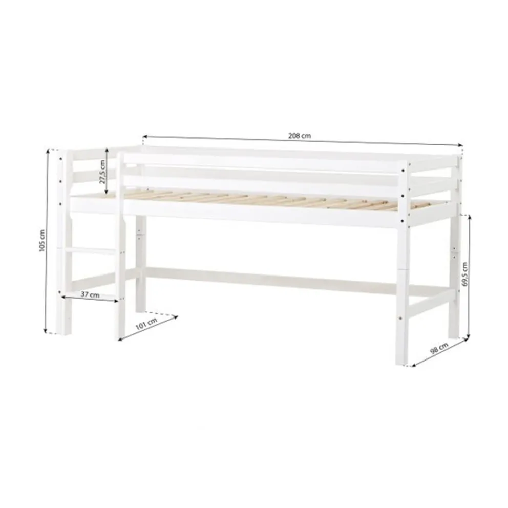 Hoppekids Halbhochbett Lattenrost HS-Luxury weiss Hot