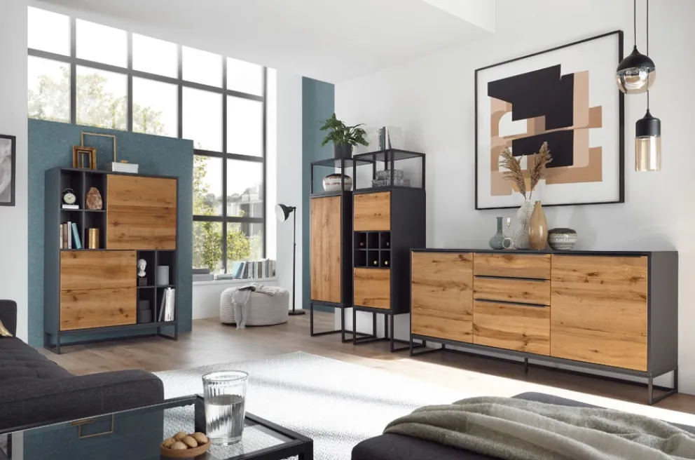 Novel Highboard Asmara anthrazit, eichefarbig Sale