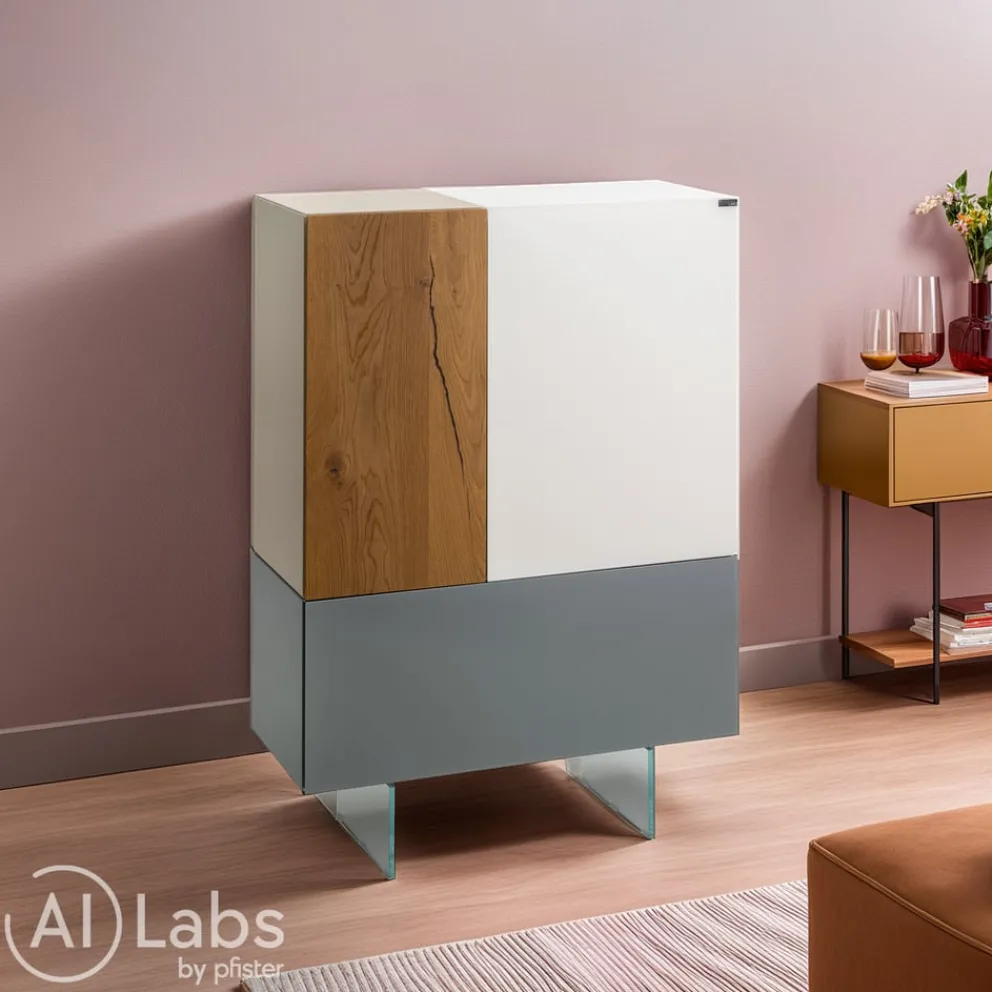 Lago Highboard 36E8 Wildwood naturale, bianco, fumo Sale