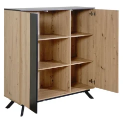 MID.YOU Highboard Eiche Dekor braun, schwarz Outlet