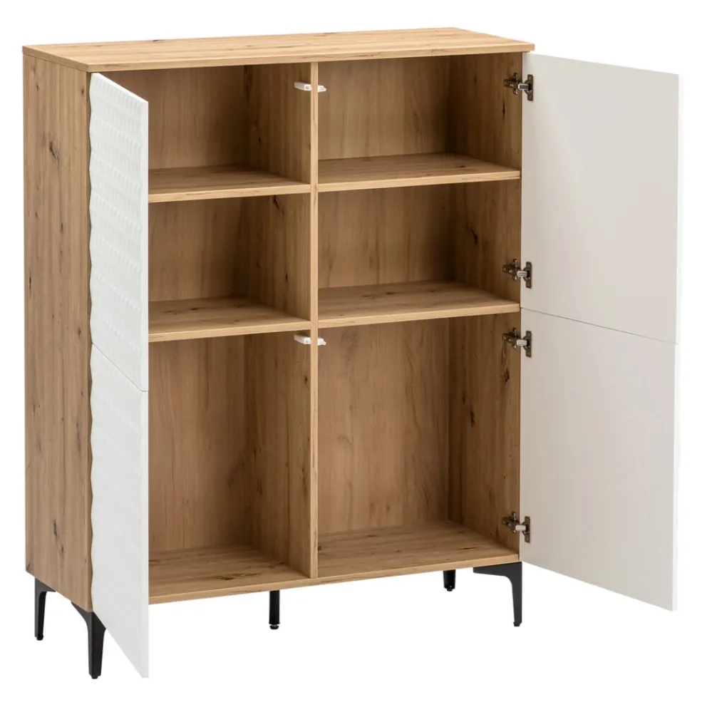 BYYU Highboard Kleo eichefarbig, weiss Hot