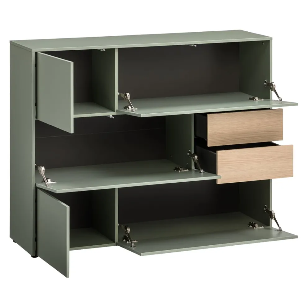 Voleo Highboard Naomi eichefarbig, taupegrün Sale