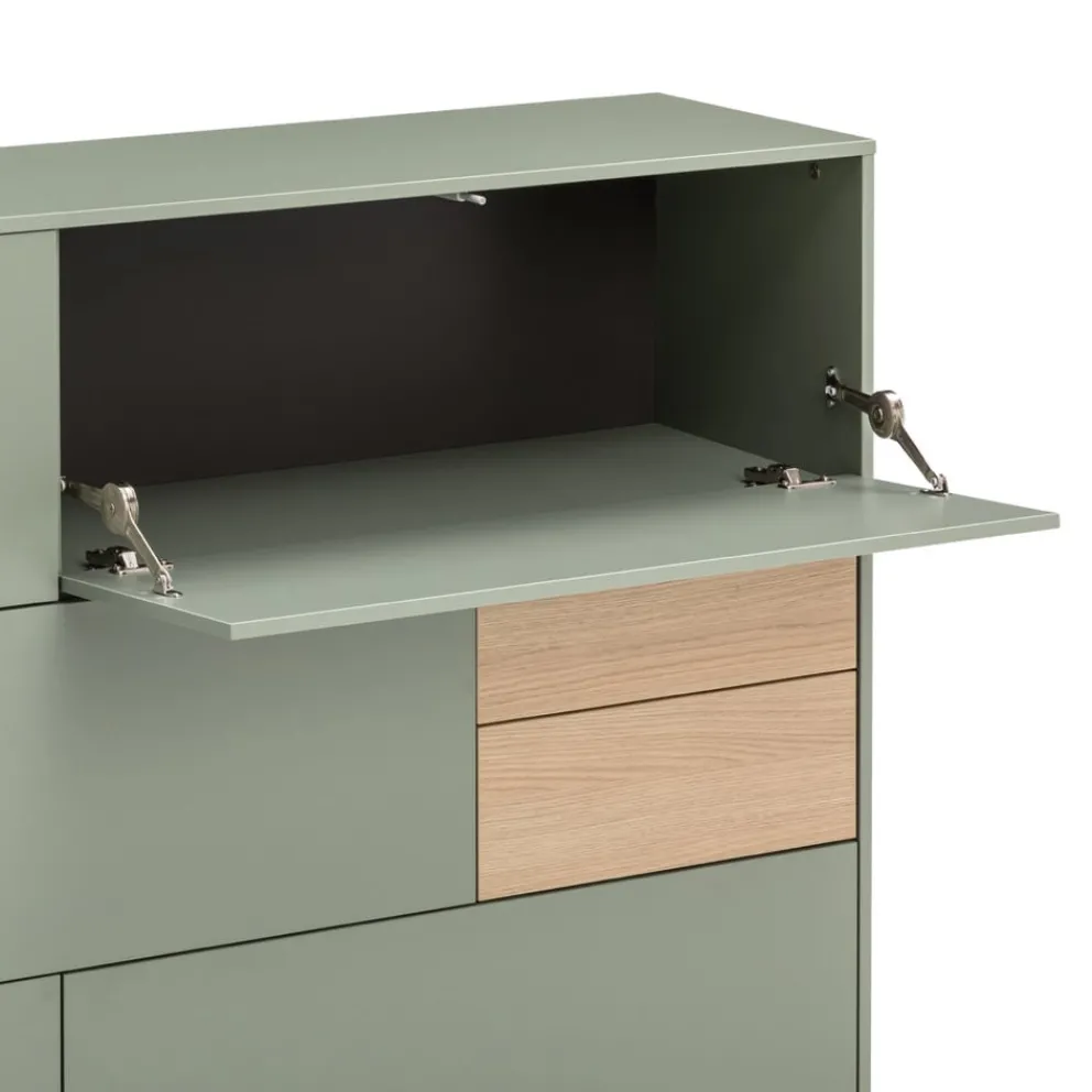 Voleo Highboard Naomi eichefarbig, taupegrün Sale