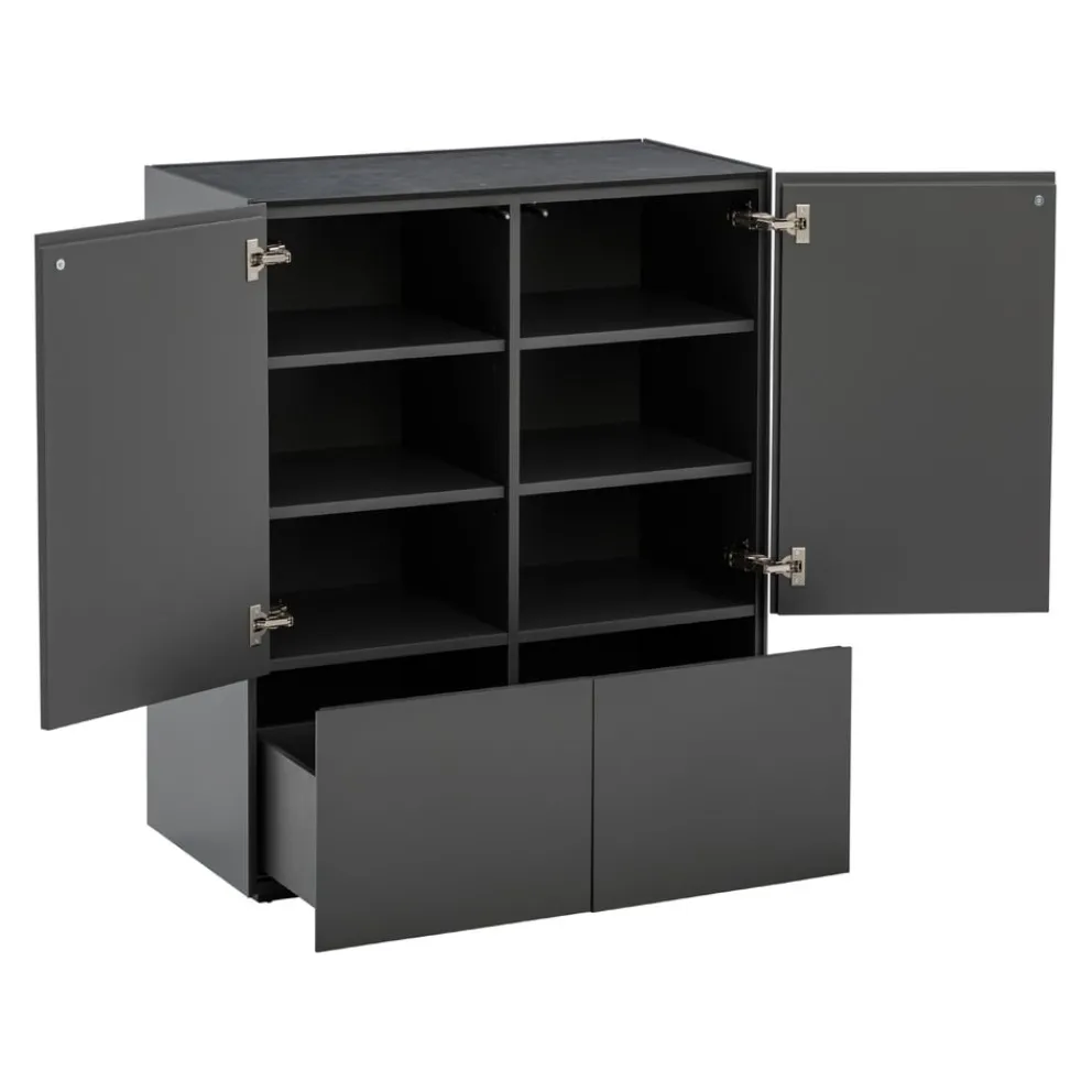 Edition Highboard Pan dunkelgrau, schwarz