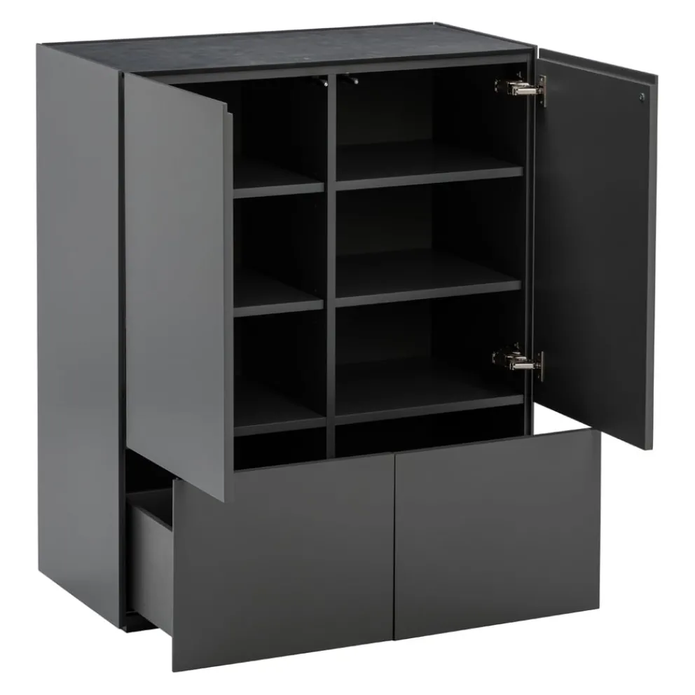Edition Highboard Pan dunkelgrau, schwarz