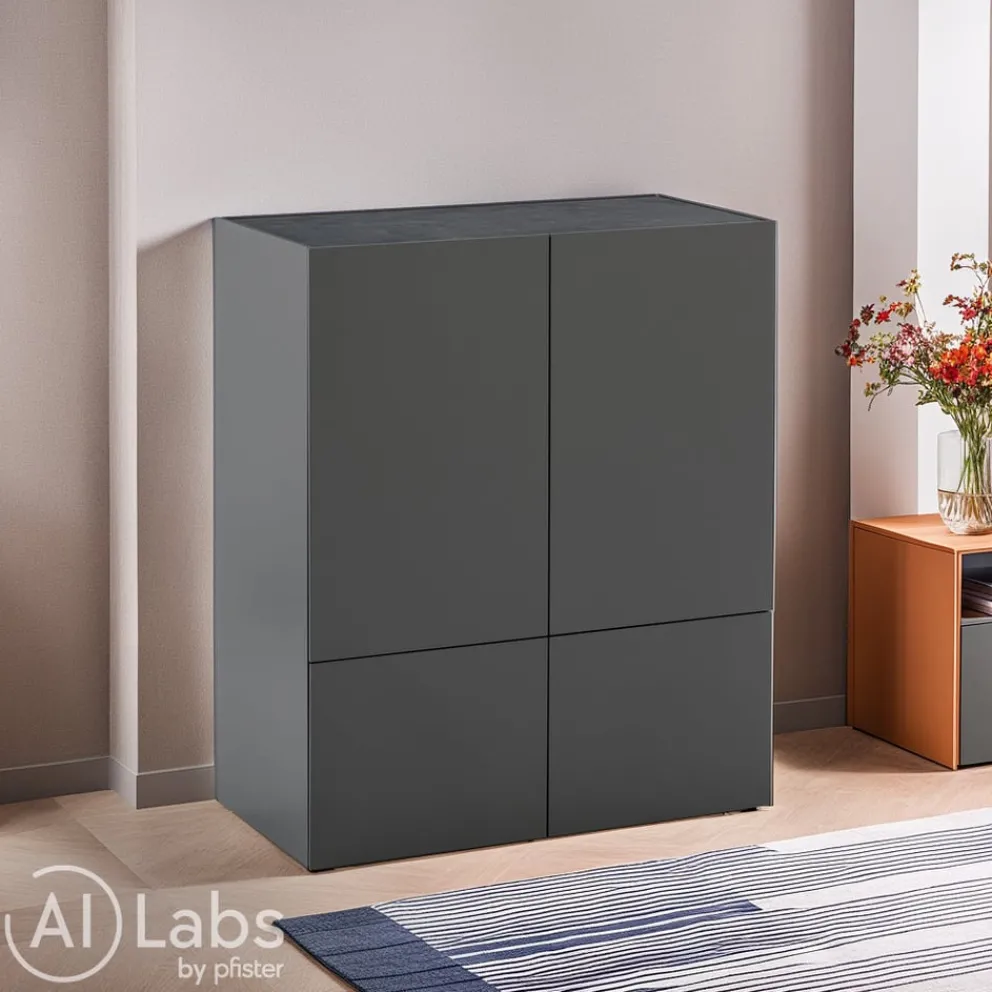 Edition Highboard Pan dunkelgrau, schwarz