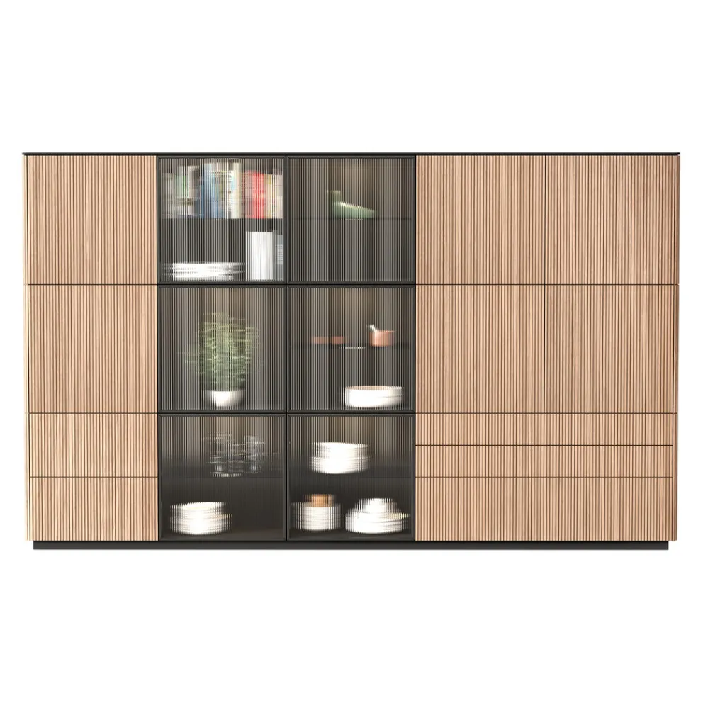 Edition Highboard Ron eichefarbig, schwarz Outlet