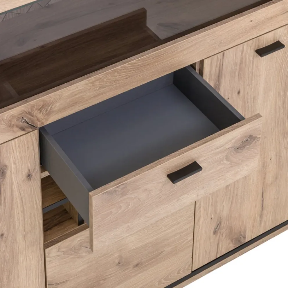 Livetastic Highboard Ruben eichefarbig, schwarz Clearance