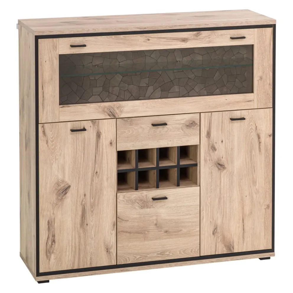 Livetastic Highboard Ruben eichefarbig, schwarz Clearance