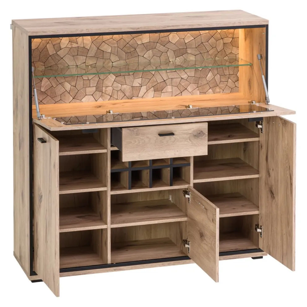 Livetastic Highboard Ruben eichefarbig, schwarz Clearance