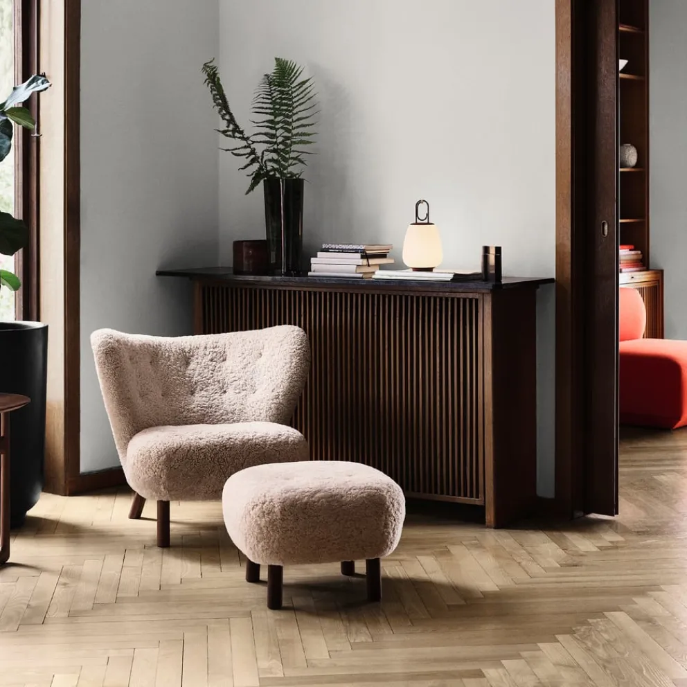 &Tradition Hocker Little Petra Sheepskin Moonlight, walnuss Online