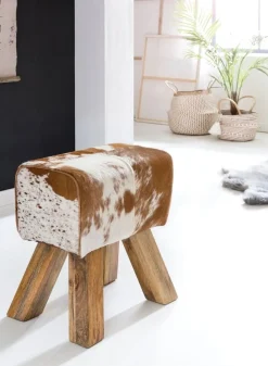 MID.YOU Hocker Ziegenfell braun, weiss