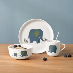 ASA Selection Kinder Geschirr-Set Kids blau, grün, weiss Outlet
