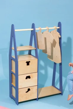 Duck Woodworks Kinderkleiderschrank Misa blau Online