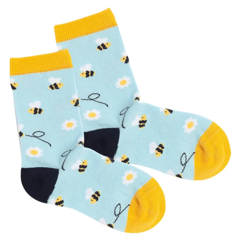 DillySocks Kindersocken Busy Bees gelb, hellblau Best