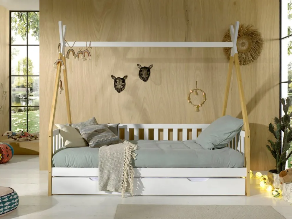 MID.YOU Kojenbett Tipi kieferfarbig, weiss Hot