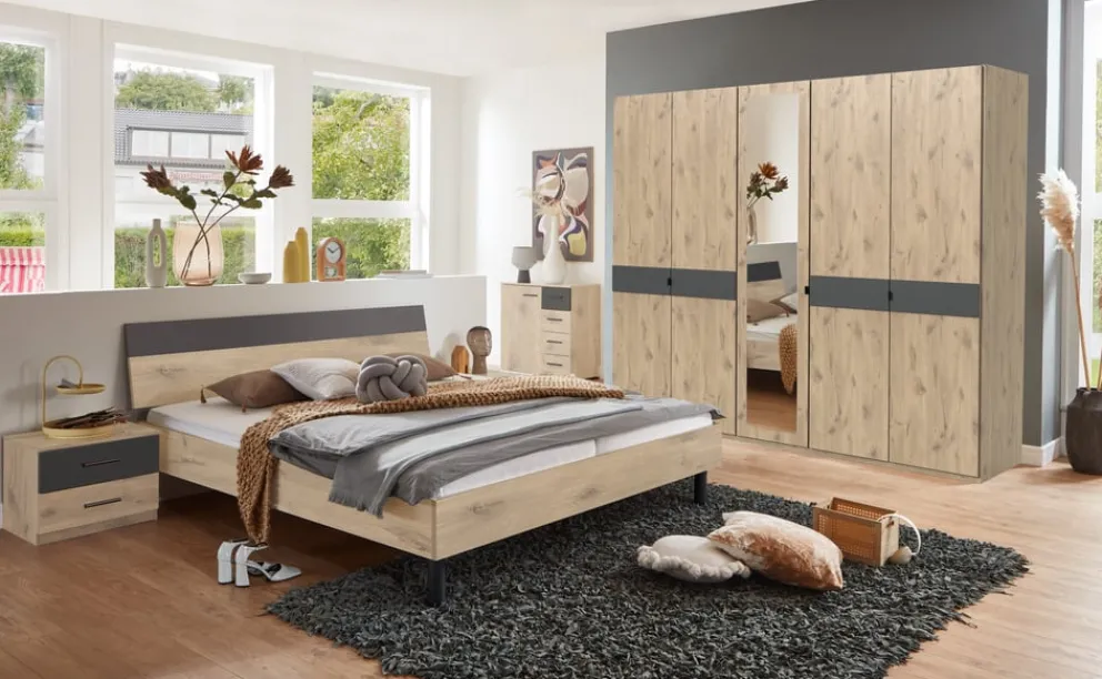 MID.YOU Kommode Budapest eichefarbig, graphitschwarz Outlet