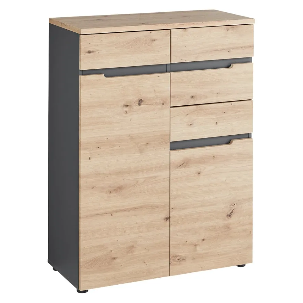 Voleo Kommode Detroit eichefarbig, graphitgrau Outlet