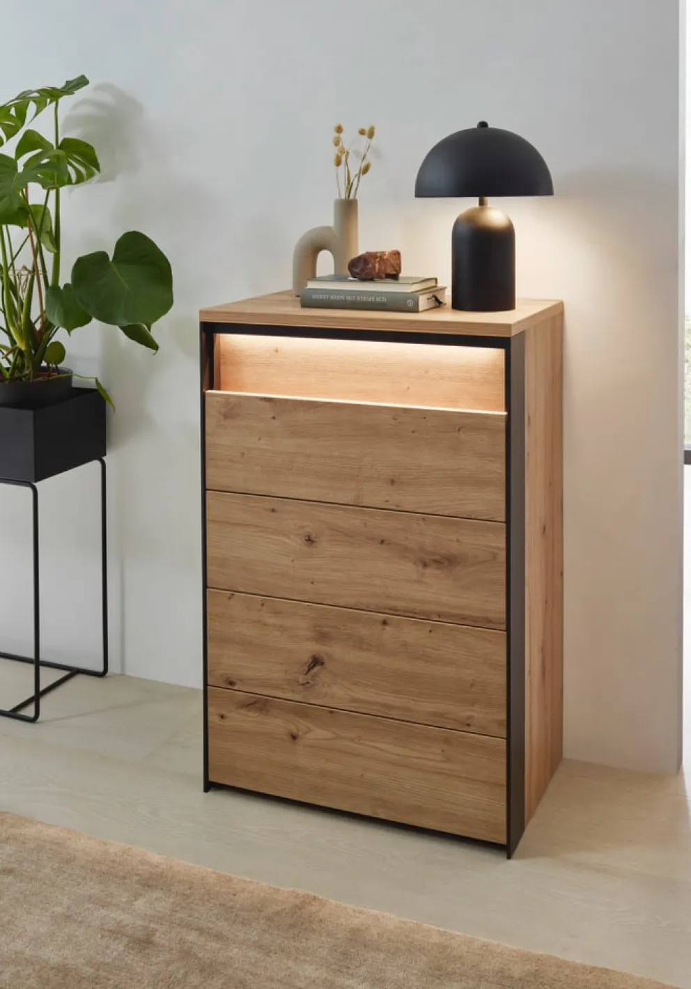 Voleo Kommode Edra eichefarbig, schwarz Clearance