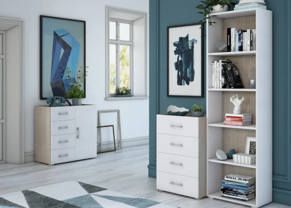 Sikelia Kommode Living eichefarbig, weiss Hot