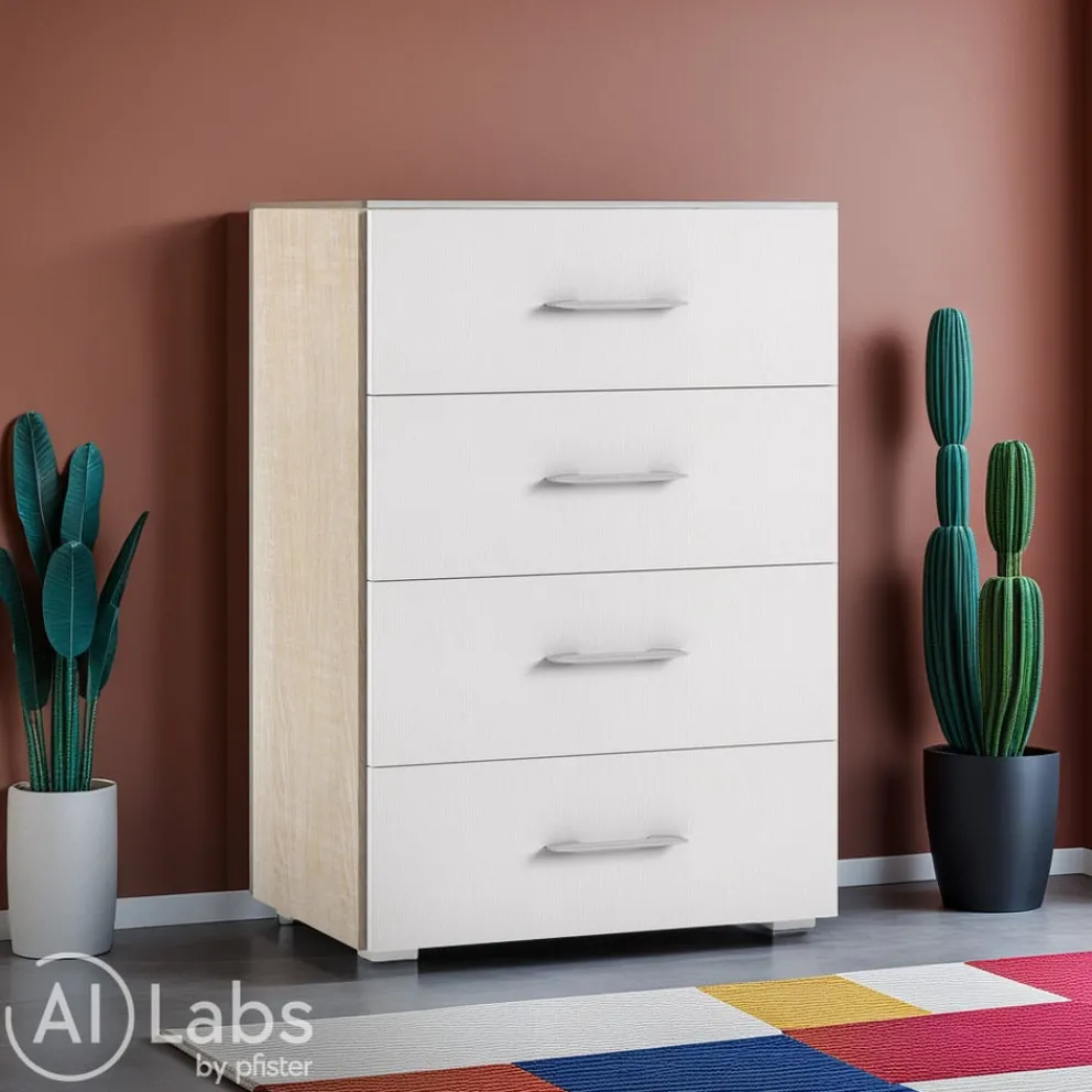 Sikelia Kommode Living eichefarbig, weiss Hot