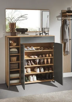 Dieter Knoll Kommode Riva anthrazit, eichefarbig New