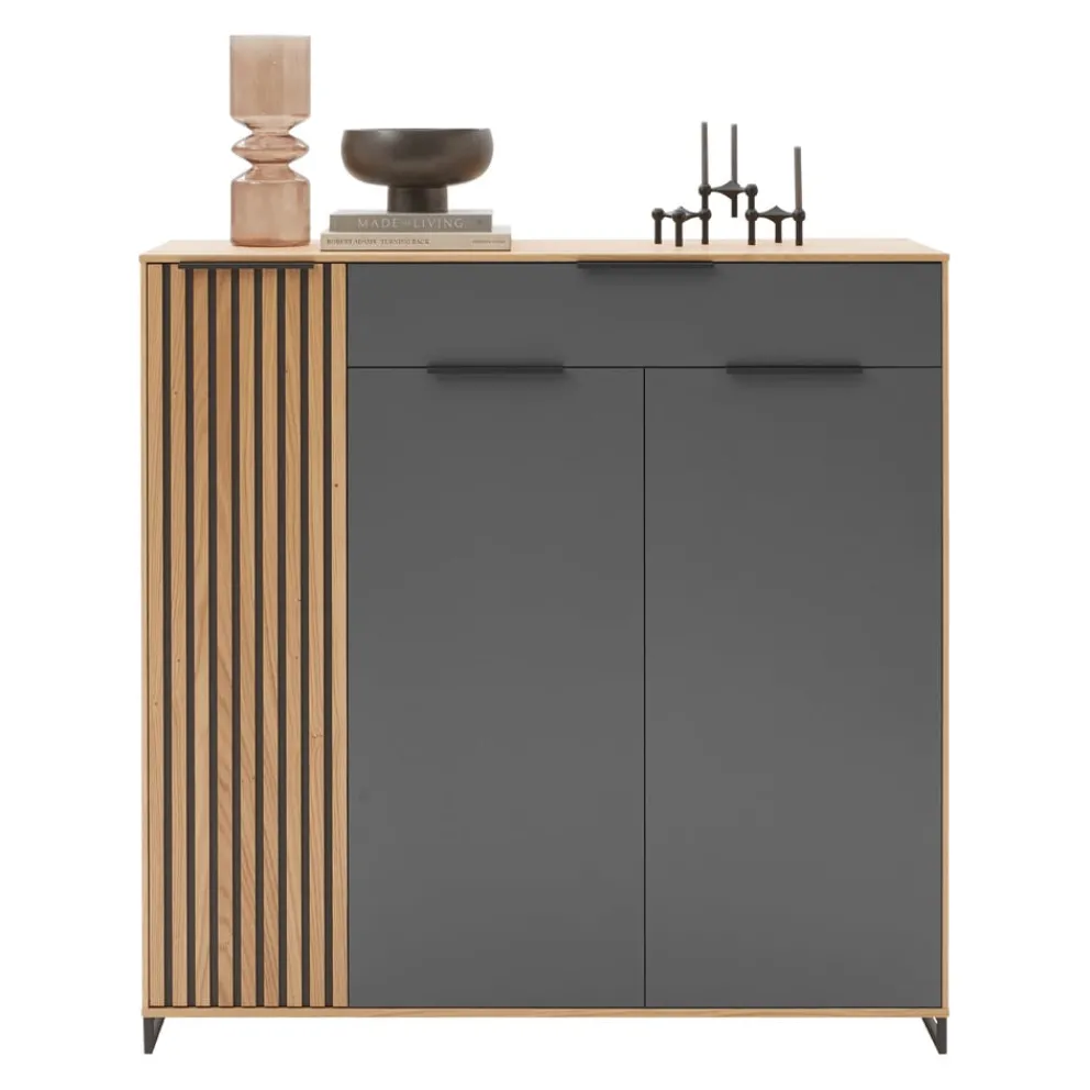 Dieter Knoll Kommode Riva anthrazit, eichefarbig New