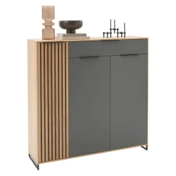 Dieter Knoll Kommode Riva anthrazit, eichefarbig New