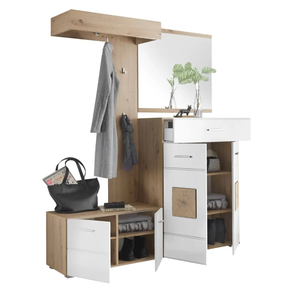 Carry Home Kompaktgarderobe Georgia eichefarbig, weiss Best