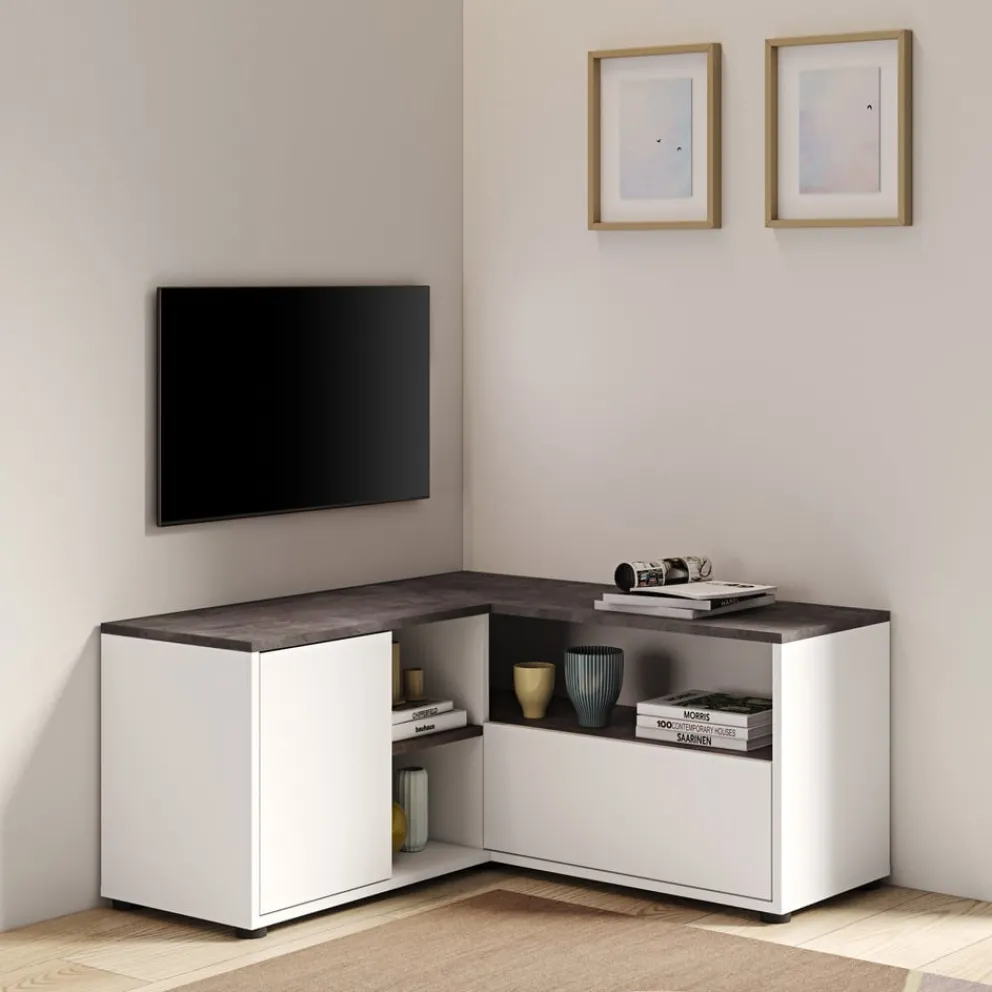 Temahome Lowboard ANGLE betongrau, weiss Clearance