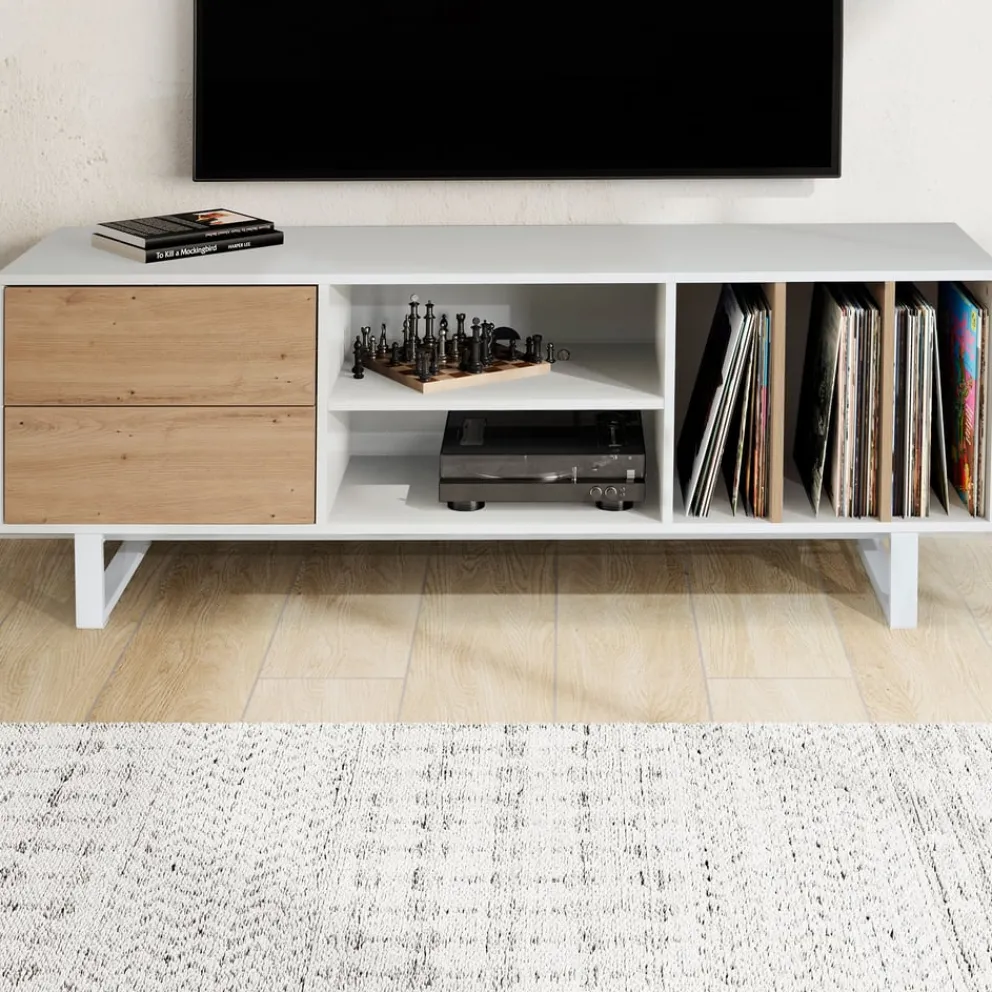 MID.YOU Lowboard Eiche Dekor weiss Outlet