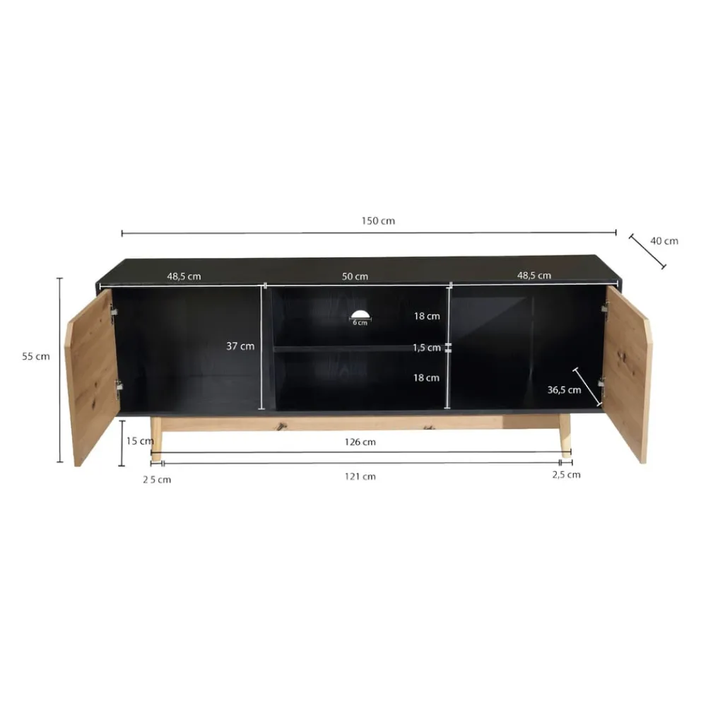 MID.YOU Lowboard Eiche Dekor schwarz Sale