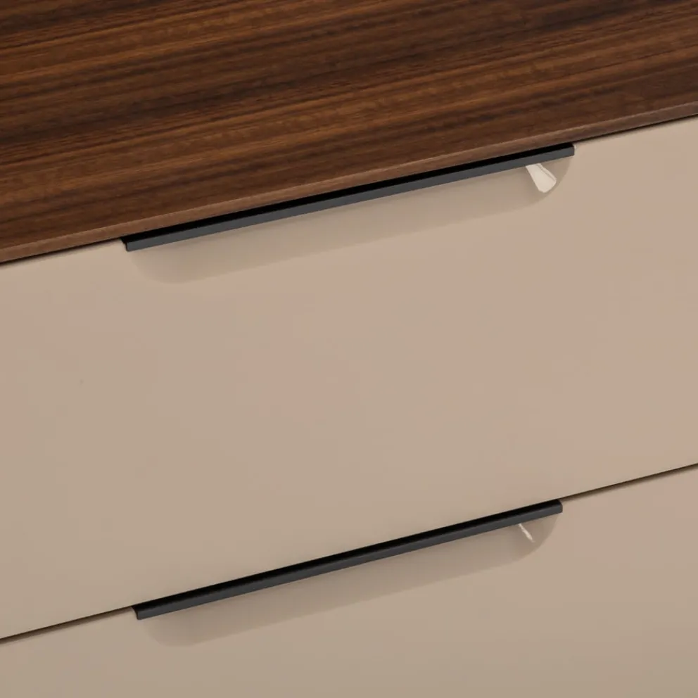 Edition Lowboard Rhea crème, nussbaumfarbig
