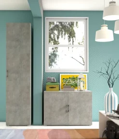 Sikelia Mehrzweckschrank Clean betongrau, weiss Online